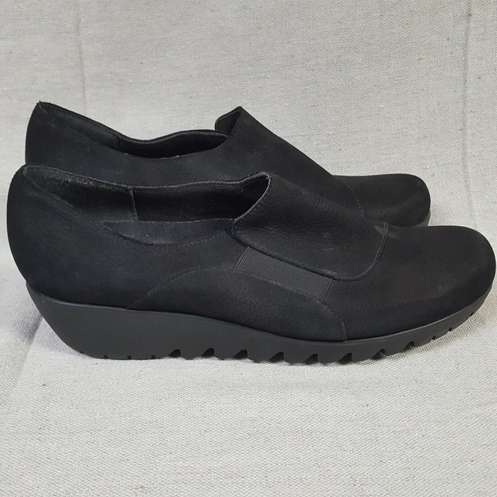 Munro Loafer Womens Size 9.5 N Black Nubuck Leather Walking Wedge Shoes 7908